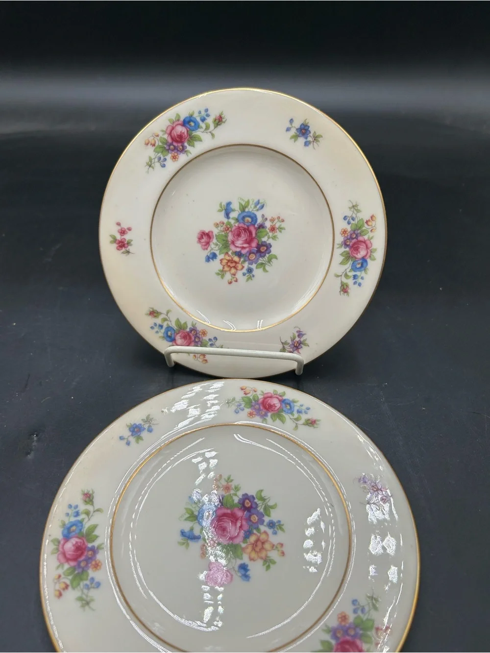 Lenox Rose Bone China bread and butter Plates with Pink Rose Floral Motif